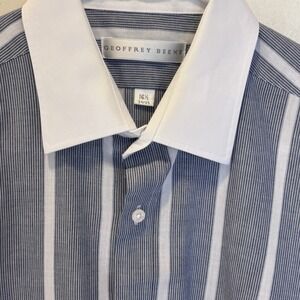 Geoffrey Beene Mens Blue‎ 17.5 -32/33 Wrinkle Free Long Sleeve Dress Shirt EUC